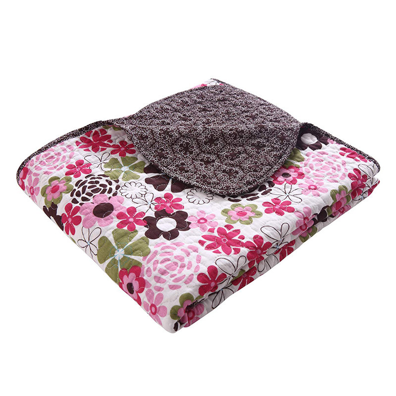 Natural Beige Cotton Quilted Reversible Throw Blanket 50x60 Inches