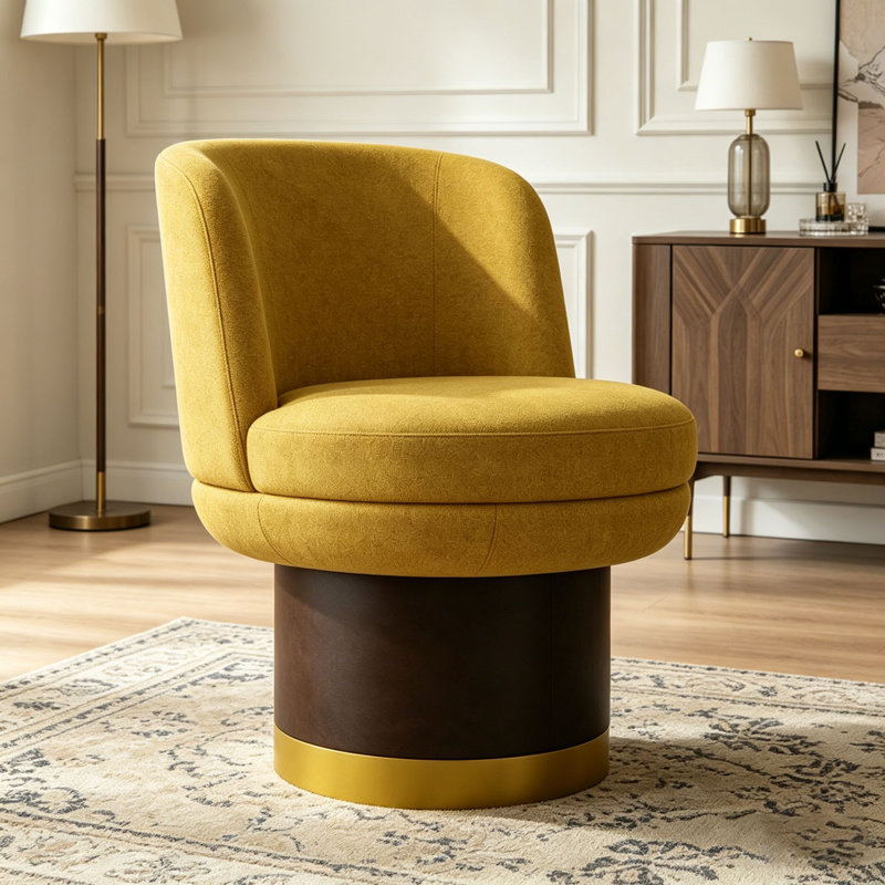 Fauteuil d'appoint pivotant à 360 °, Jaune