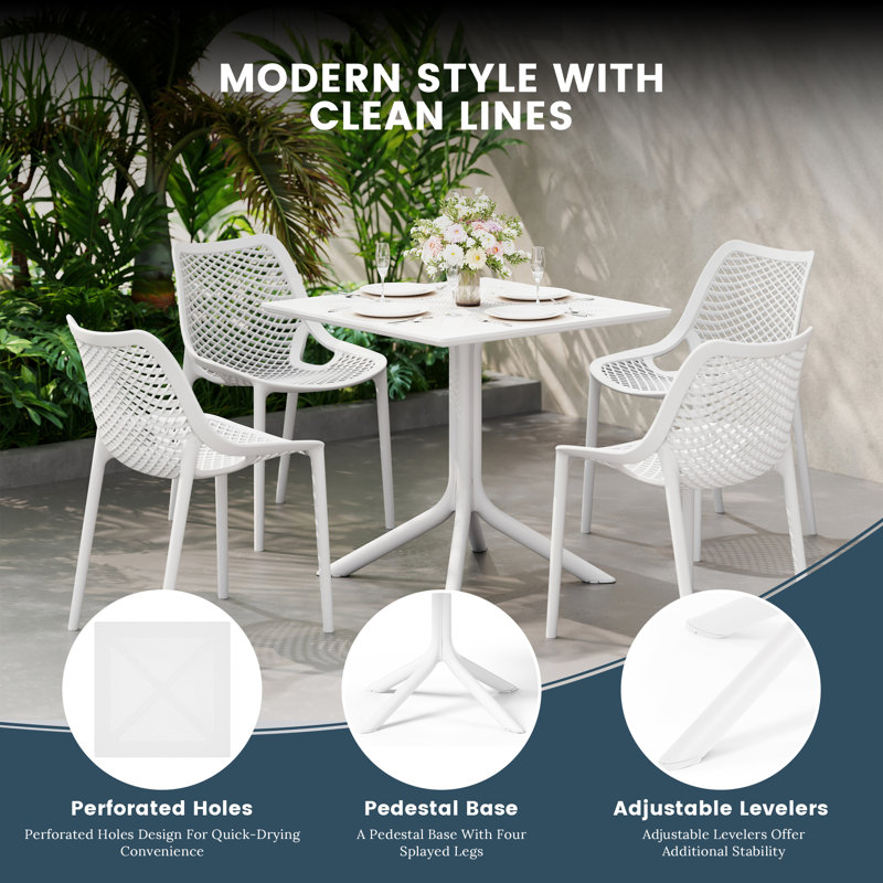 Ensemble repas carré pour 4 personnes, Blanc
