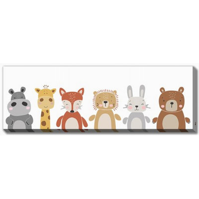 Animals In A Row Canvas Wall Art