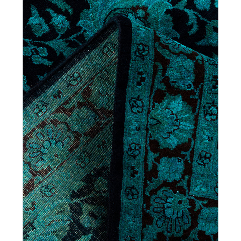 Overdyed Hand-Knotted Wool Modern-Contemporary Green Area Rug 3' 1" x 5' 5"