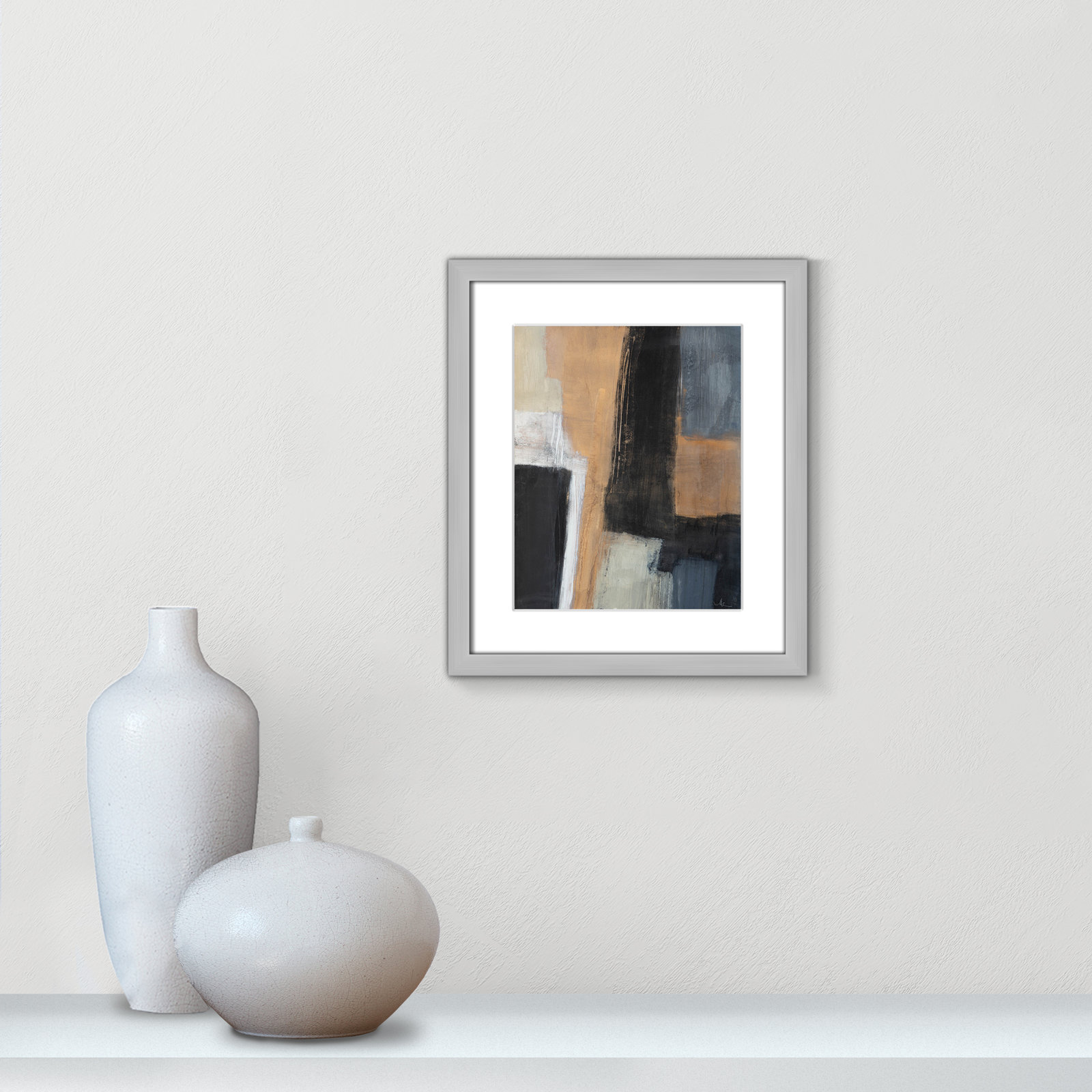 Metallic Slate I Print, 15" H x 13" W x 1.25" D, Silver Matted Picture Framed