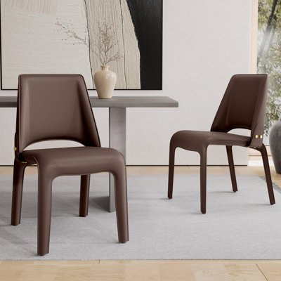 Chaise de salle à manger en cuir entièrement assemblée