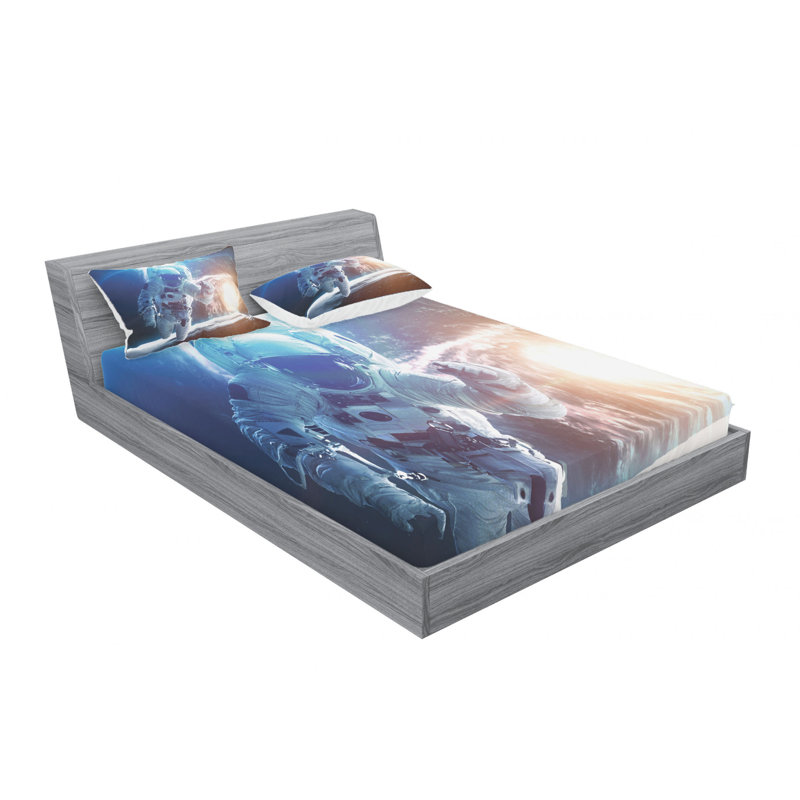 Outer Space Microfiber Sheet Set, Queen Sheet Set + Fitted Sheet + 2 Pillowcases