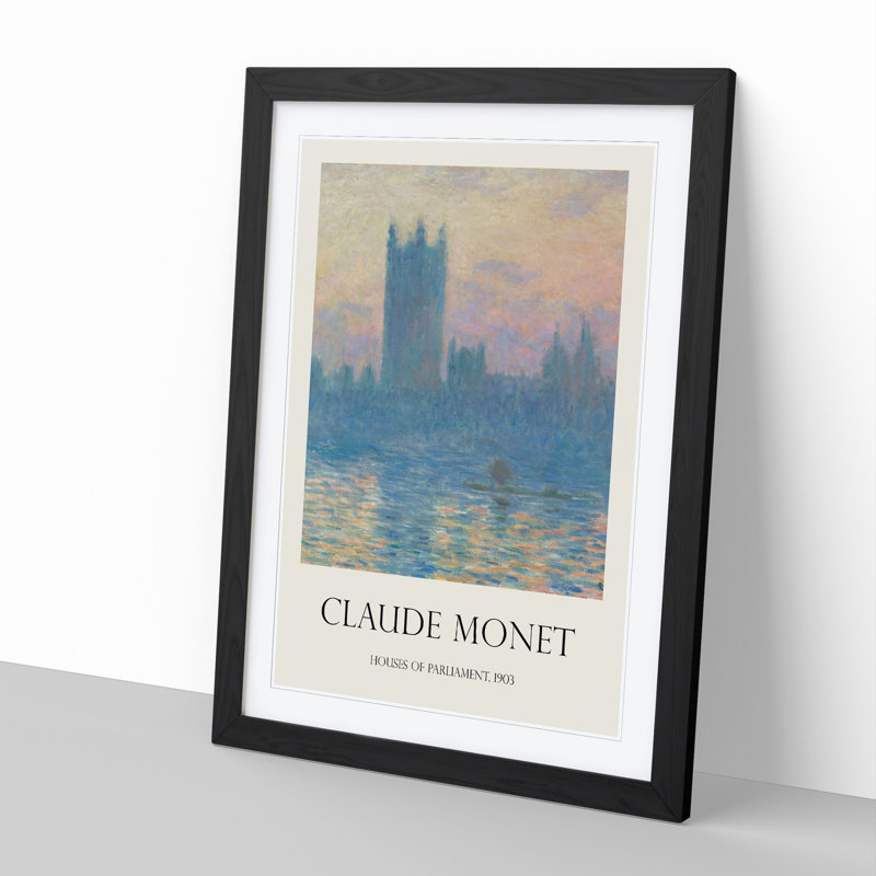 Houses of Parliament in London Vol.1 by Claude Monet - Framed Print, Black Framed, 36cm H x 27cm W x 2cm D