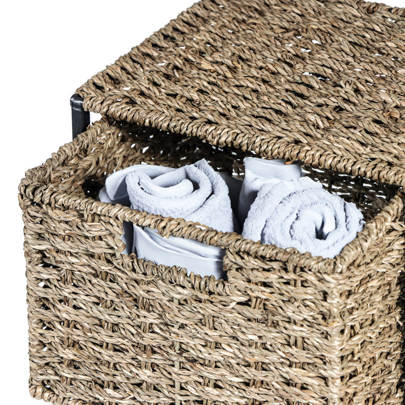24" Seagrass and Metal 3-Drawer Storage Chest