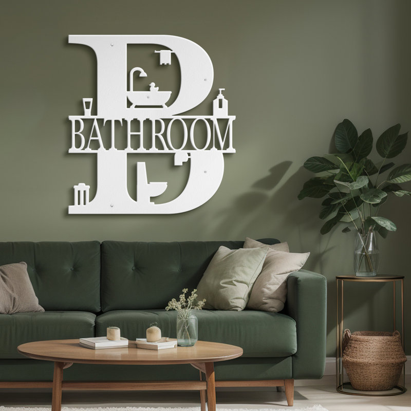 BATHROOM-Black And Gold Dimensional Iron Wall Sculpture Metal Wall Art Modern Bathroom Decor, White