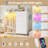 49.2" Dresser with Hanging Rack, 6 Fabric Drawers, LED Lights & Charging Station-1542323187