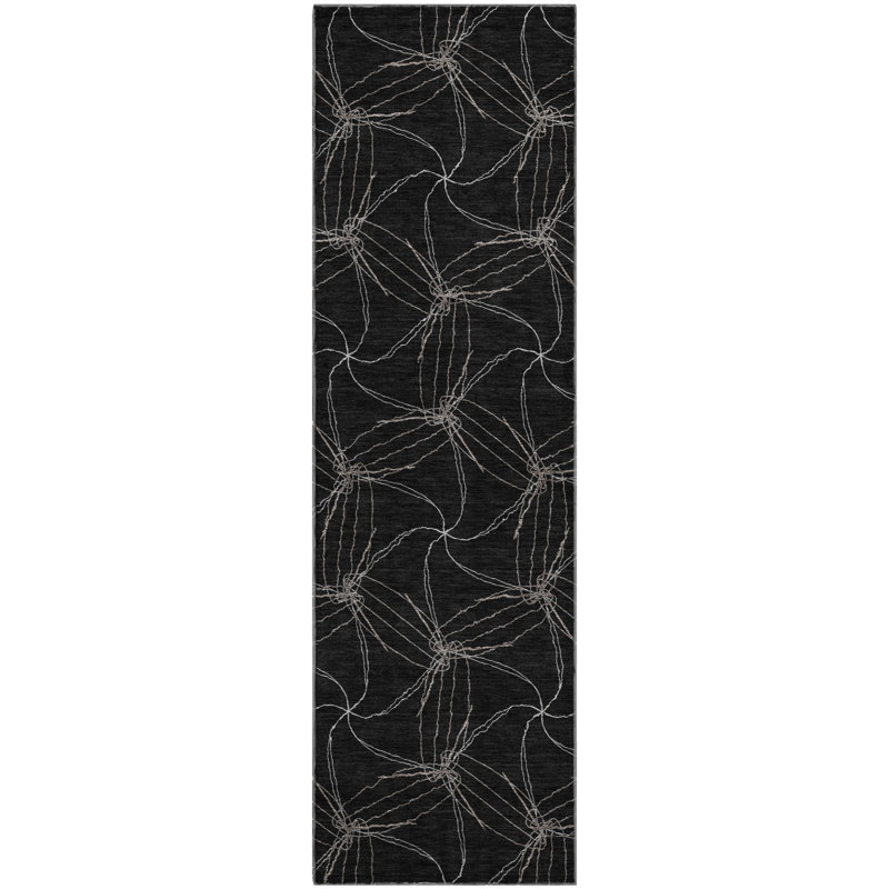 Tapis noir Prisco lavable à la machine de qualité supérieure, Tapis de couloir 2 pi 3 po x 7 pi 6 po