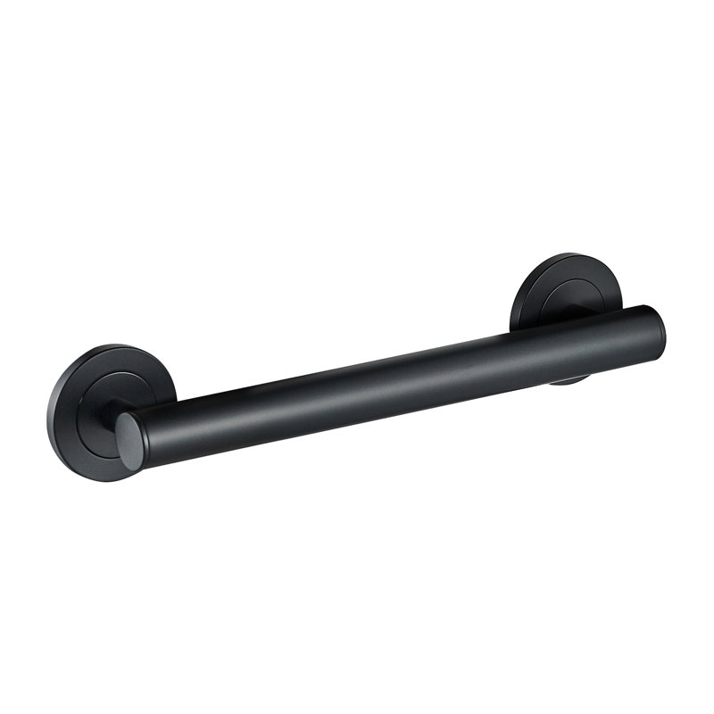 12" Wall-Mounted Lava Grab Bar - Matte Black, Premium Brass Construction, Installation Hardware Included, 12" W, Matte Black