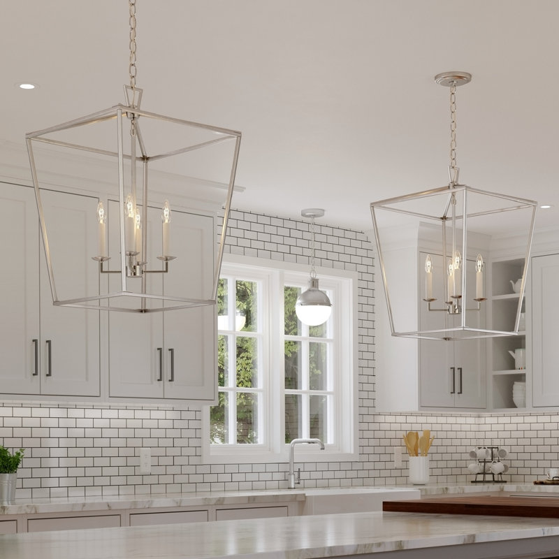 Dianna 4 - Light Chandelier, Brushed Nickel, 24.4"H x 17"W x 17"D, No 