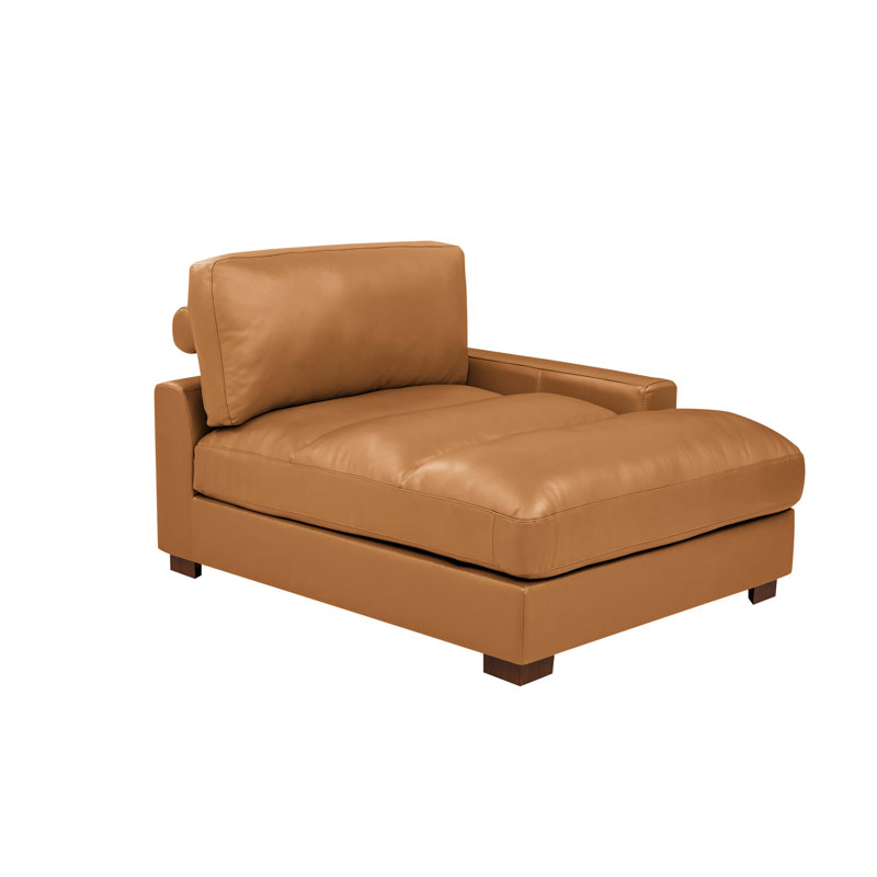 Chaise longue rembourrée Appoline, Cuir synthétique vert, Chaise longue à accoudoir droit