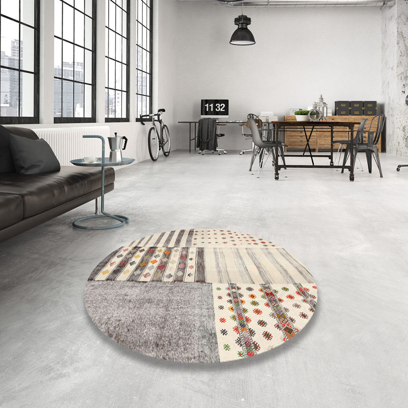Tapis ivoire / gris clair Oli, Rond 6 pi