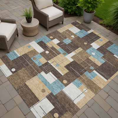 Machine Washable Indoor/Outdoor Chantille ACN2716 Geometric Rug