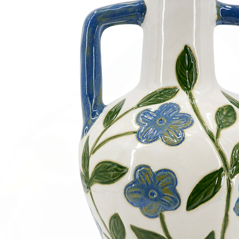 Vase floral en céramique Amphora, H 10,6 po x l 6,3 po x P 6,3 po
