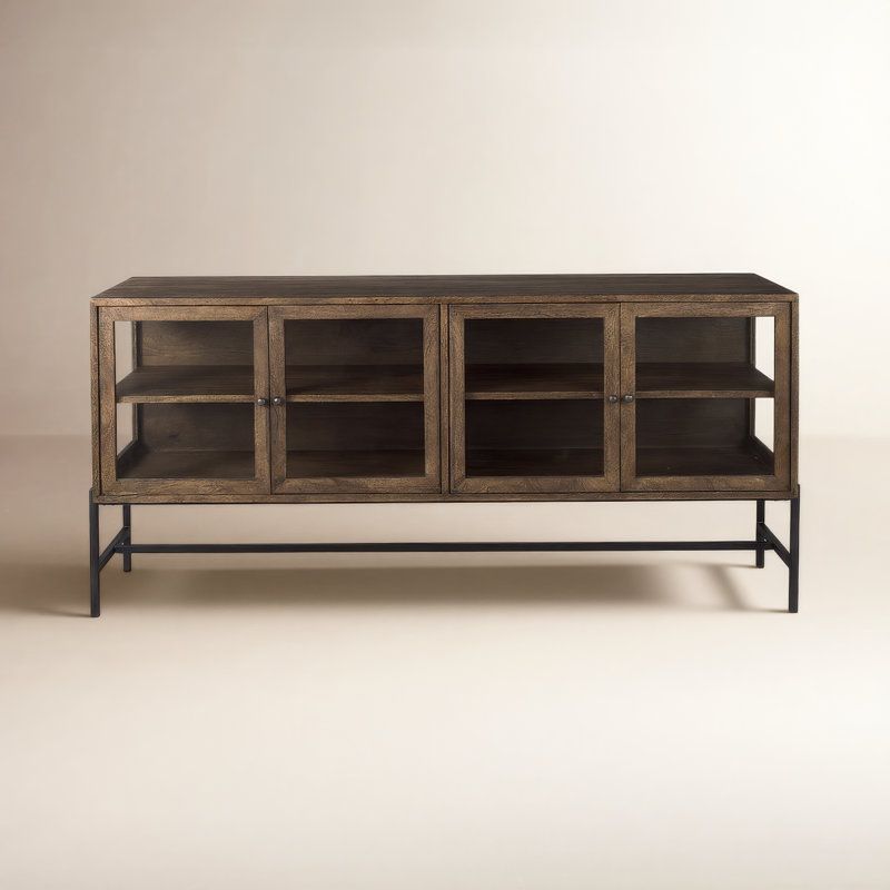 Warner 70'' Solid Wood Sideboard, Black/Brown