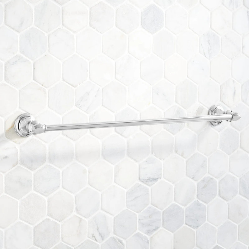 Signature Hardware Beasley 24'' Wall Mounted Towel Bar, Chrome, 2.375" H x 24" L x 3.5" D