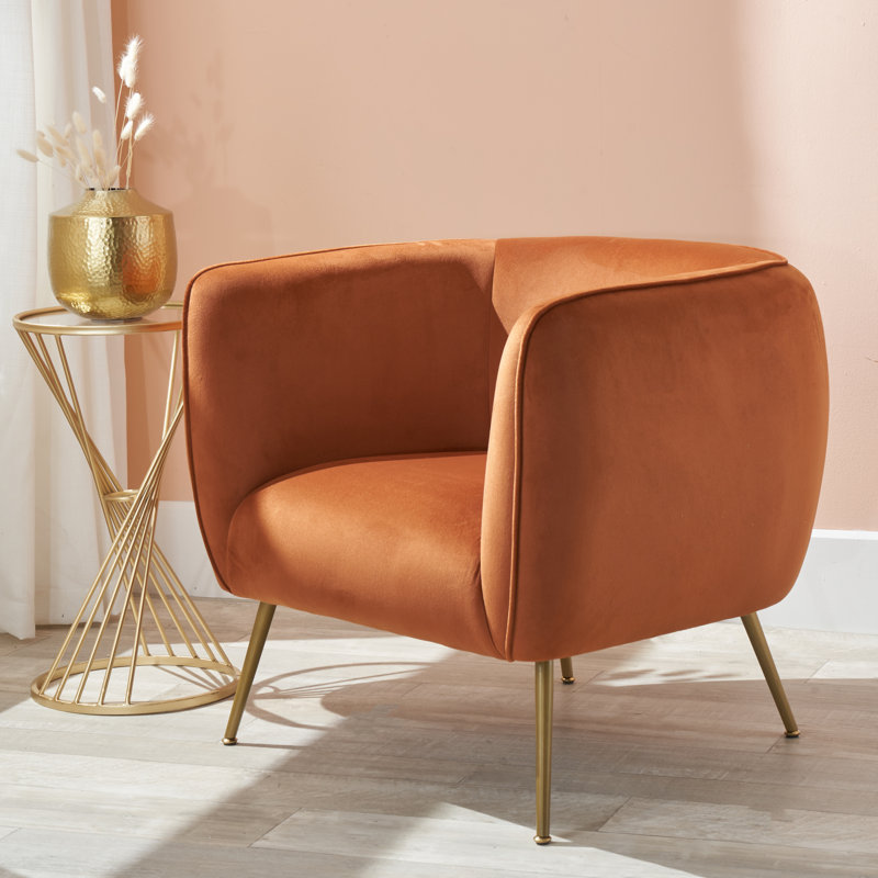 Krol Velvet Barrel Chair, Orange