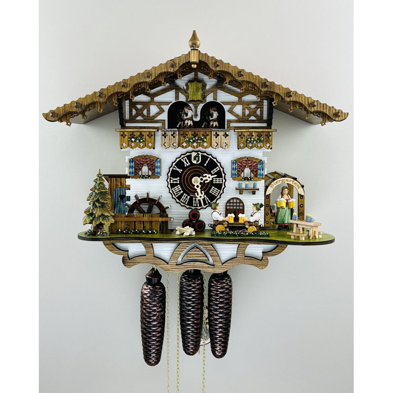  Hand-Carved German Cuckoo Clock with Barmaid