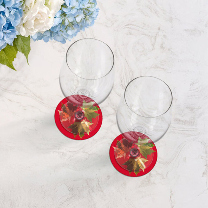 Sous-verres ronds en cuir Vegan, Rouge