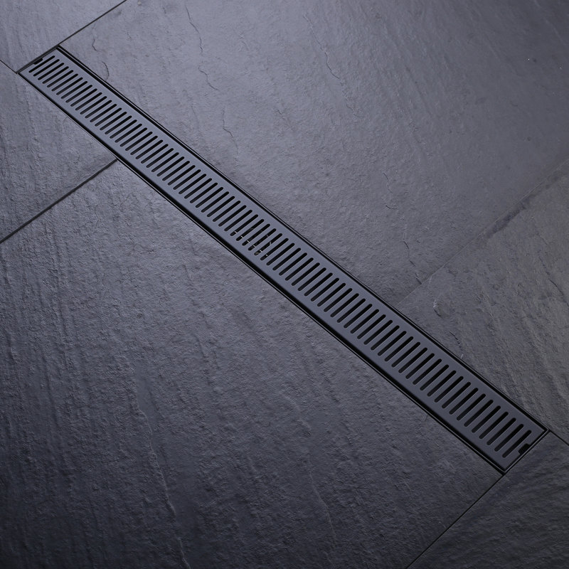 32 Inch Linear Shower Floor Drain, 304 Stainless Steel Bathroom Drains Kit, Rectangular Shower Trench Drain with Reversable Tile-in Pattern Drain Cover & Hair Catcher