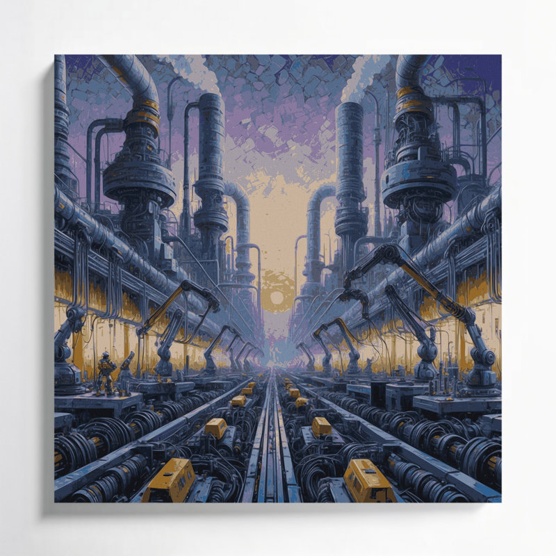SciFi Robot maintenance districts Gray Canvas Wall Art, 16" H x 16" W
