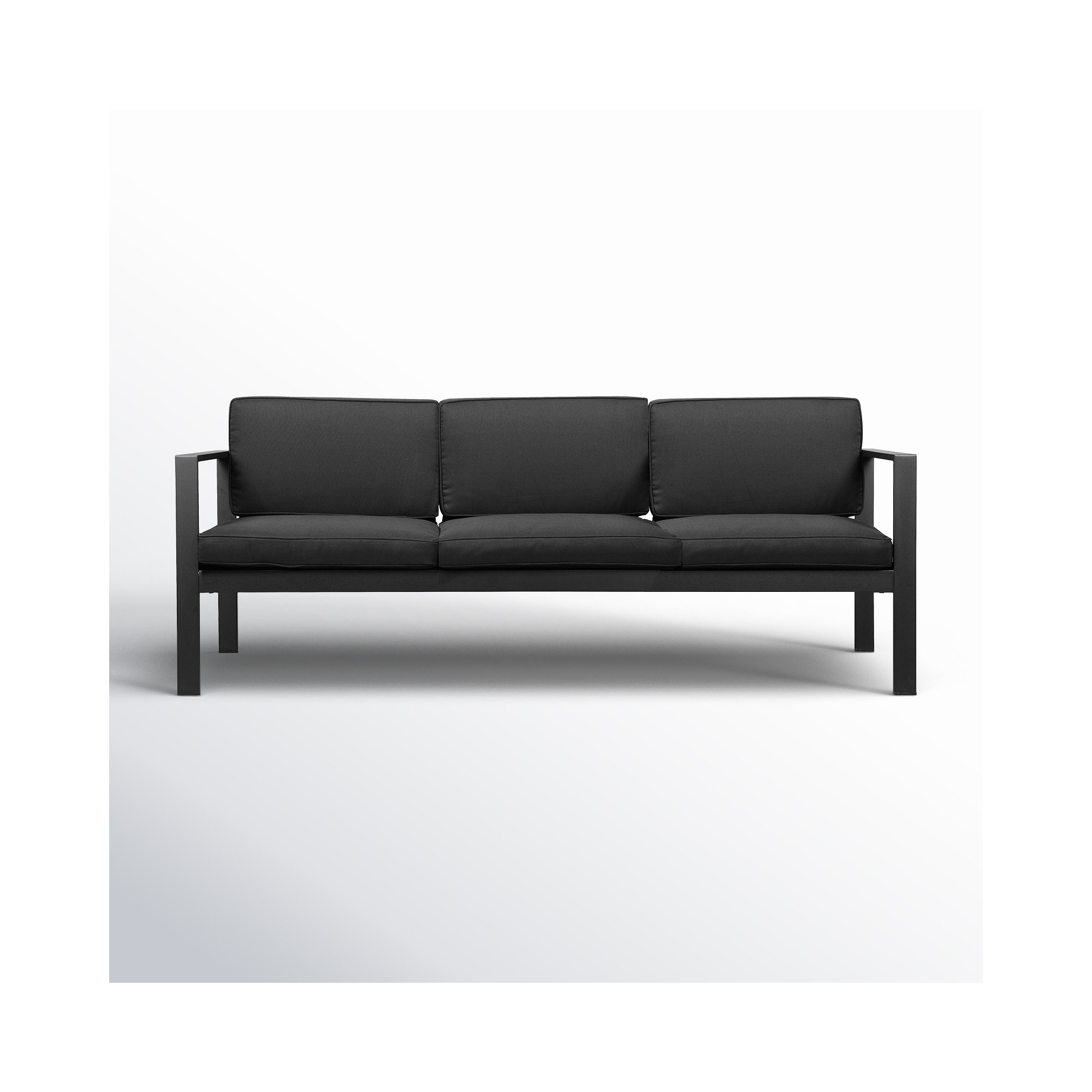 Karen 79" Wide Outdoor Patio Sofa with Cushions, Black