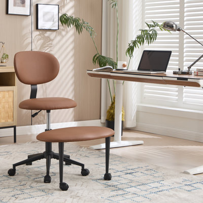 Height Adjustable Office Chair, 360° Swivel Backrest Chair, Chenille Fabric, Supports Cross-legged Sitting