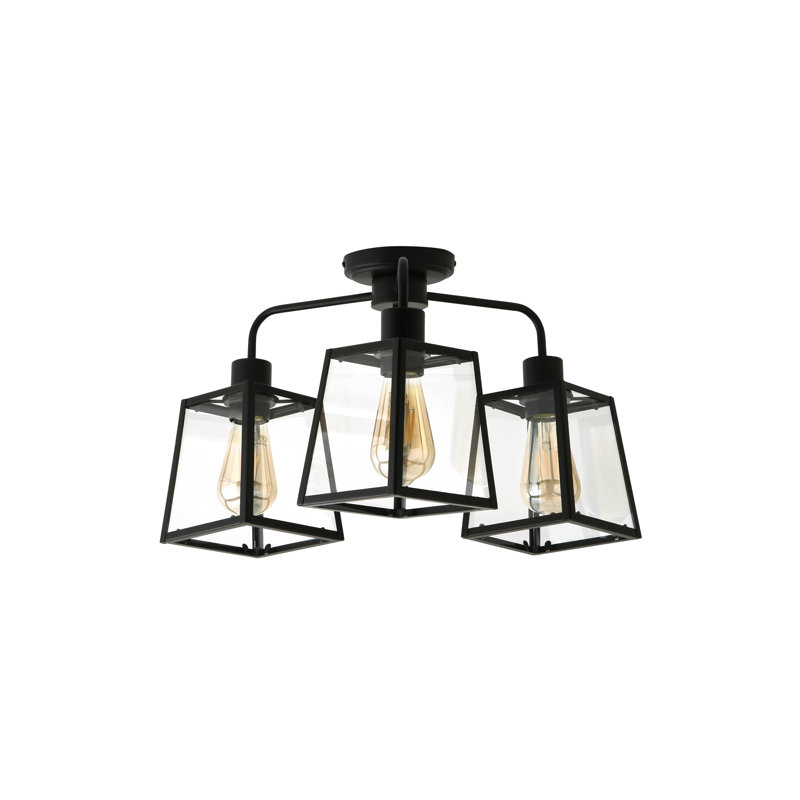 Aniva Glass Semi Flush Mount, Matte Black