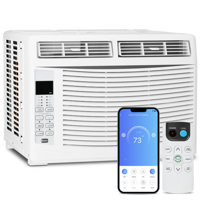 6000 BTU Smart Window Air Conditioner with WiFi/App Control & Energy Star 24H Timer & Remote Included Cools 250 Sq.Ft. for Bedroom Living Room