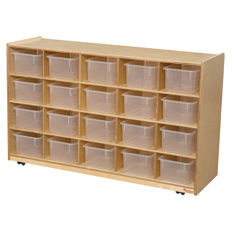 Natural Environments 20 Compartment Cubby with Bins, Natural, Yes, Chocolate