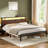 Antioch Bed Frame with LED Light and Charging Station, Metal Frame with Storage Headboard, Large Storage Space, No Spring Box Needed-109575521-93373532