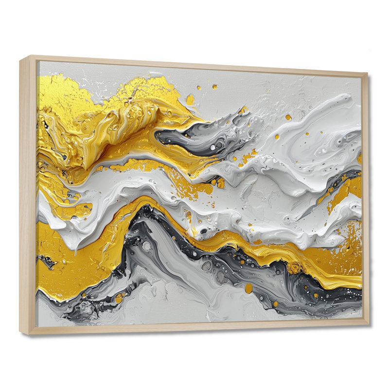 Amezcua - Abstract Large Wall Art, Cadre flottant, Crème, crème, H 24 po x l 32 po