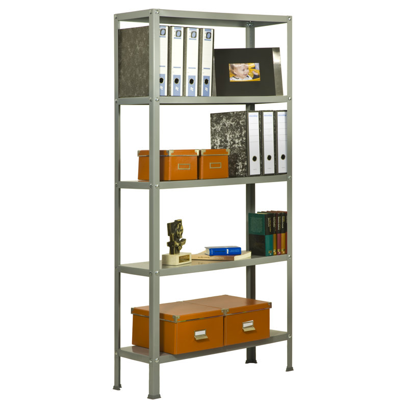 Vanmeter 100cm W Steel Height -Adjustable Shelving Unit, Grey