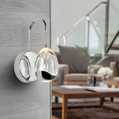 Venezia 5-in Integrated LED ETL Certified Teardrop Armed Wall Sconce Light with Glass Shade
