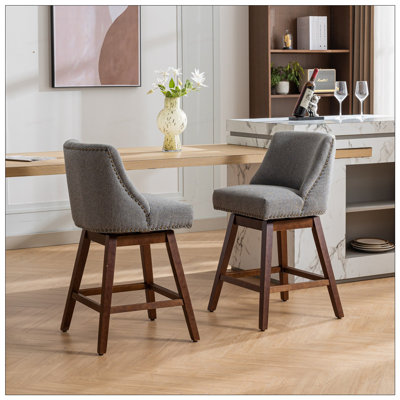 Tabourets pivotants avec pieds en bois, ensemble de 2