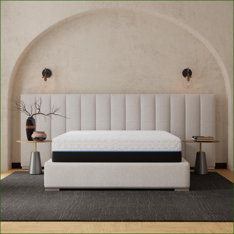 Matelas, matelas en mousse viscoélastique imprégnée de cuivre 12 po avec housse de refroidissement | Ivoire + gris clair | Mousse