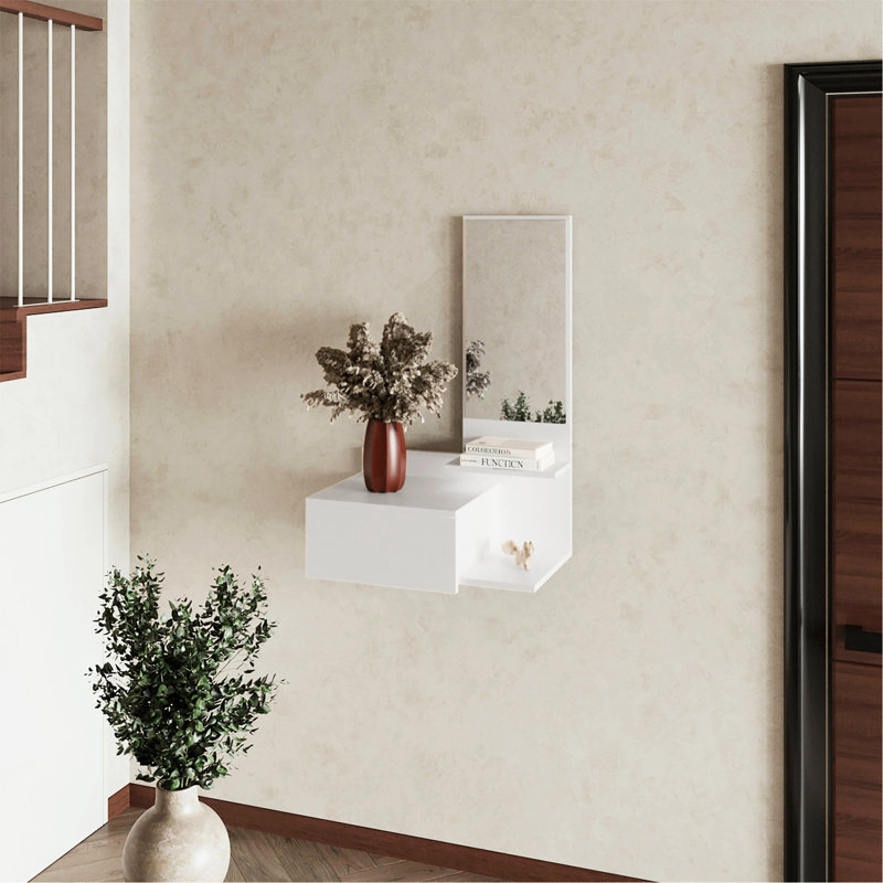 Floating Vanity With Mirror, Wall-Mounted For Space-Saving And Stylish Bathroom Decor.