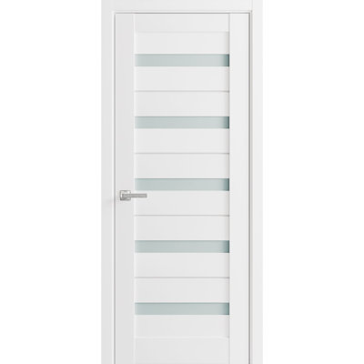Solid French Door Frosted Glass Quadro 4445 White Silk Single Regular Panel Frame Trims Handle Bathroom Bedroom Sturdy Doors -36" x 84"