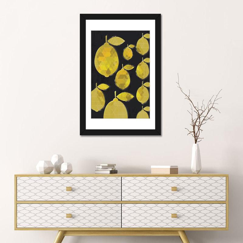 « citrons », impression sur toile, H 24 po x l 16 po x P 1 po, Papier d'art encadré noir, Blanc