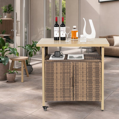 Table de comptoir d'extérieur en osier