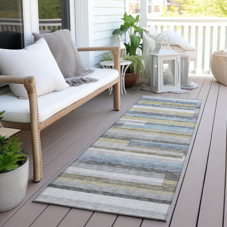 Malchow Washable Striped Indoor / Outdoor Rug