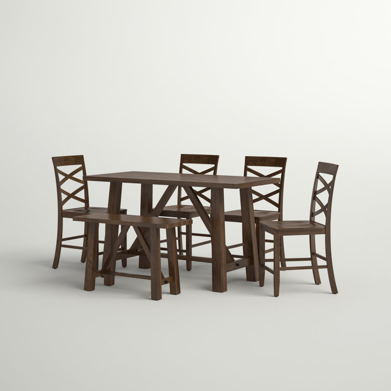 Berrian Trestle Dining Set, Brown