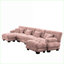 Canapés modulaires | Canapé modulaire moderne en U à 4 places pour salon avec 2 repose-pieds | Rose | Chenille