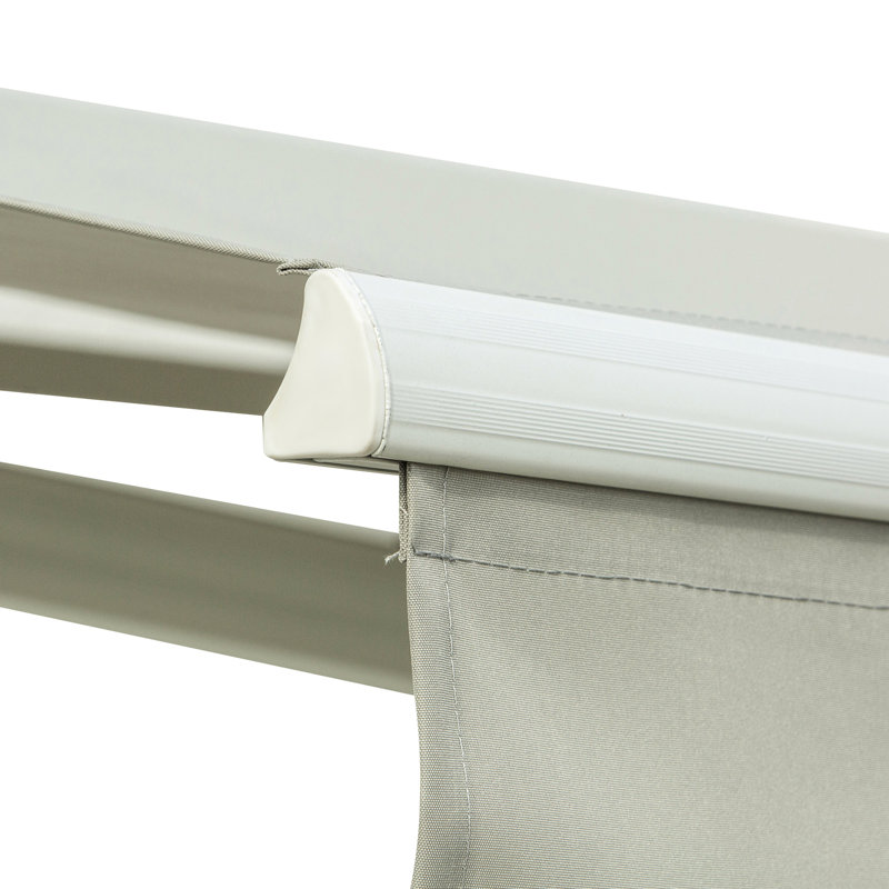 8' X 7' Patio Awning, Retractable Grey Manual Sun Shade - Deck Window Cover, , Heat-Reduction Feature Awning Exterior Cover. Adjustable To Minimize Heat Buildup Region. Frame With Aluminum & Steel.