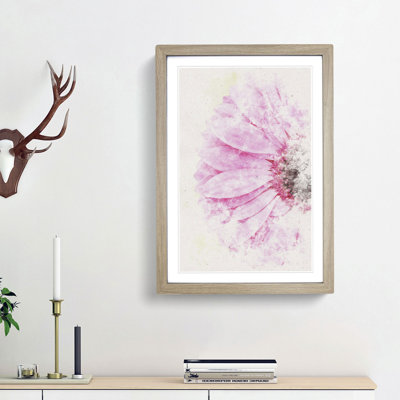 Beauty Of A Pink Gerbera Flower Watercolour - Picture Frame Graphic Art