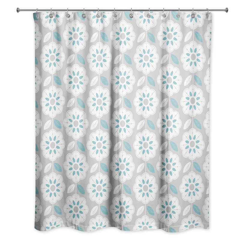 Floral Shower Curtain, Gray/Teal