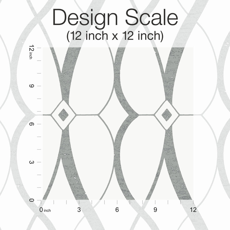 Graceful Geo Geometric Metallic Wallpaper Roll, White/Silver