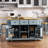 53Inch Large Kitchen Island With Drop Leaf,Power Outlet,Door Internal Storage Rack,Rolling Kitchen Cart On 5 Wheels With 5 Open Side Racks For Kitchen,Dining Room,Grey Blue(Not Include Bar Stools)-2095014510