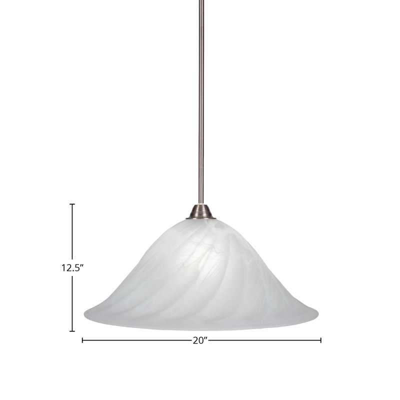 Luminaire suspendu Averyon Paramount, fini nickel brossé et verre tourbillon blanc albâtre